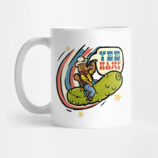 YEE HAW! - weird funny retro cowboy dog rodeo Mug